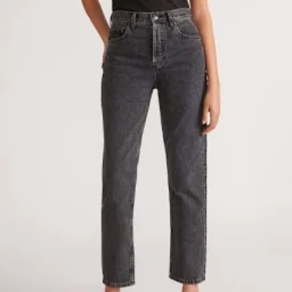 Everlane The ’90s Cheeky Jean Sz. 27 Crop Washed Black 100% Cotton Button ~Fly - Picture 1 of 9